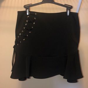 Lace up high waisted mini skirt